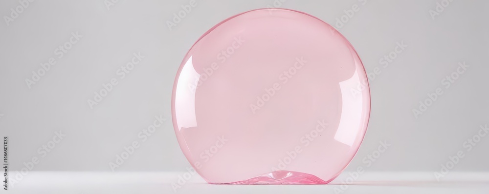 Obraz premium A translucent, light pink bubble floats against a pure white background , fantasy, photography