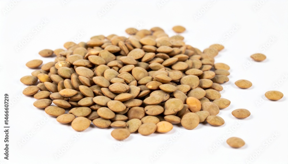 Lentils with Husk Specks on Isolated White Background Lentils with Husk Specks on Isolated White Background