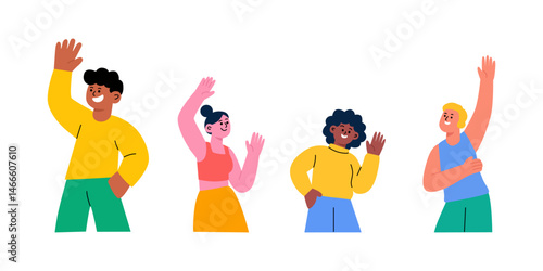 vector illustration of a person waving hand