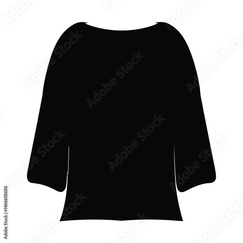 tunic vector silhouette icon, black and white illustration of clothing.