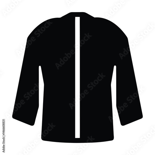 tunic vector silhouette icon, black and white illustration of clothing.