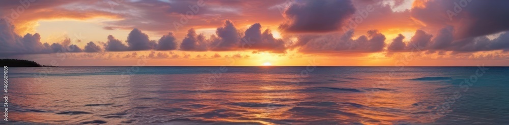 Caribbean sunrise, vibrant colors paint the tranquil ocean, sky, morning, beach Caribbean sunrise, vibrant colors paint the tranquil ocean, sky, morning, beach