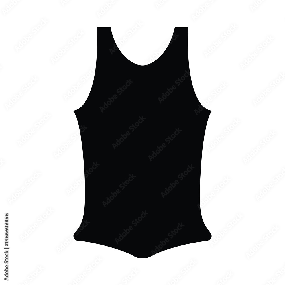 undershirt vector silhouette icon, black and white illustration of clothing. undershirt vector silhouette icon, black and white illustration of clothing.