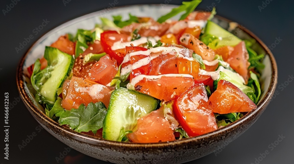 A bowl of fresh salad with a variety of colorful vegetables. A bowl of fresh salad with a variety of colorful vegetables.