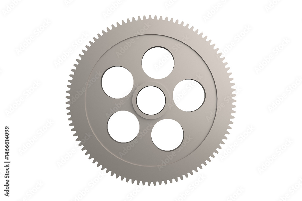 Fototapeta premium Industrial Steel Gear Wheel for Machinery Power Transmission Replacement Gear for Industrial Equipmen Gray Metal Gear with Fine Teeth on a PNG Transparent Background