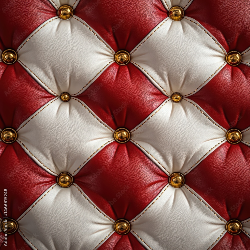 Obraz premium Luxurious Red and White Upholstery with Decorative Buttons