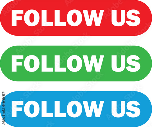Follow us button icon set in three colors . Follow us web button icon . Vector illustration