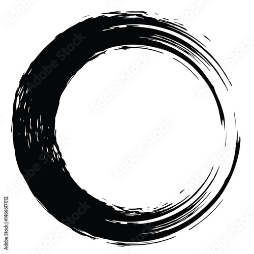 Chinese kungfu circle design calligraphy brush stroke style round frame decoration ink circle vector element
