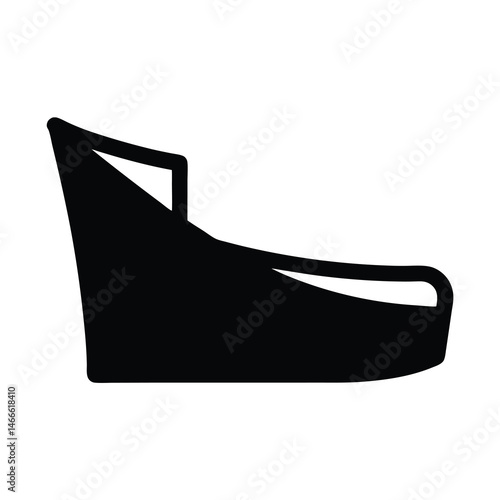 wedges vector silhouette icon, black and white illustration of footwear.