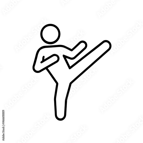 Person performing kick icon in outline style for martial arts