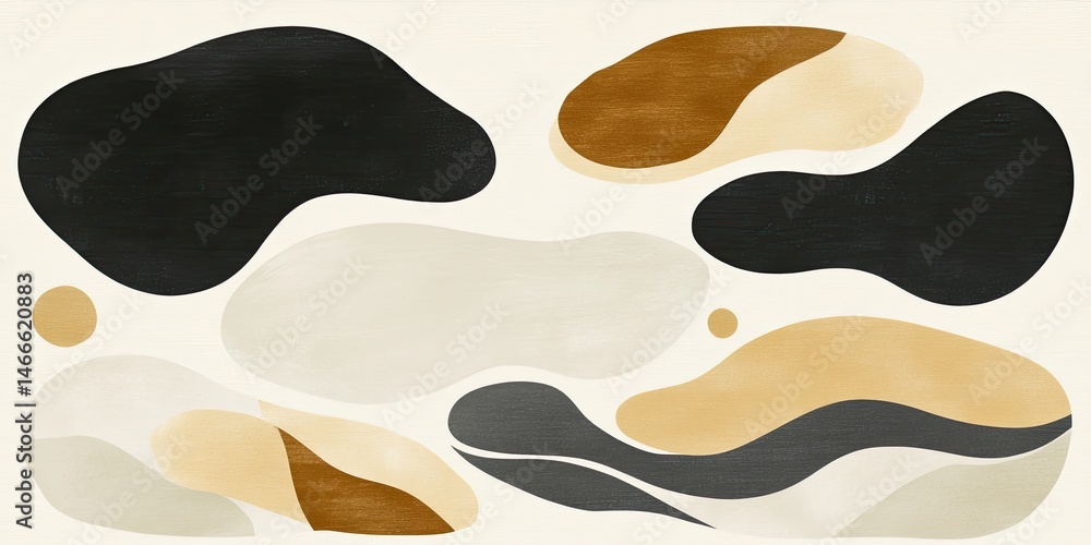 custom made wallpaper toronto digitalOrganic Forms Abstract Shapes in Neutral Earth Tones.