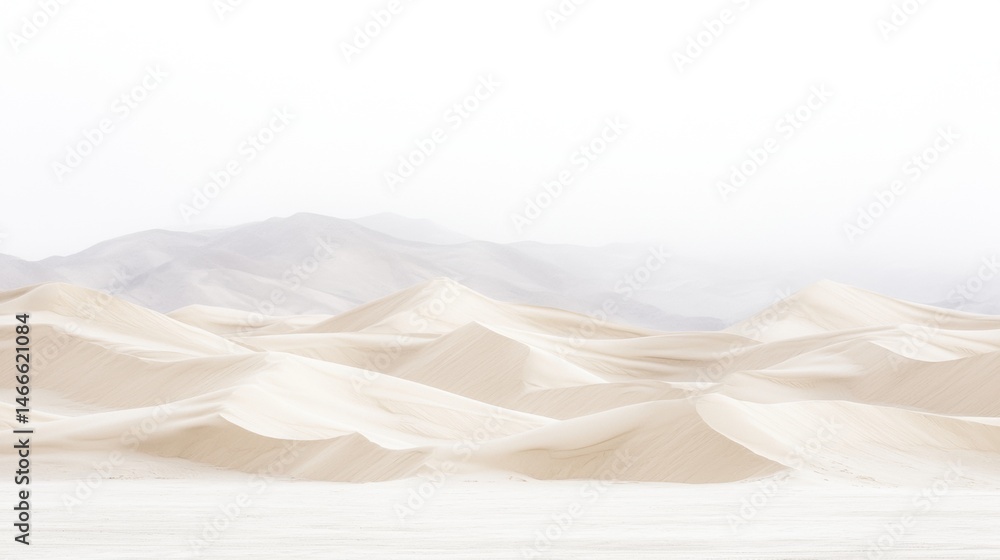 A serene desert landscape with sand dunes and mountains in the background. A serene desert landscape with sand dunes and mountains in the background.