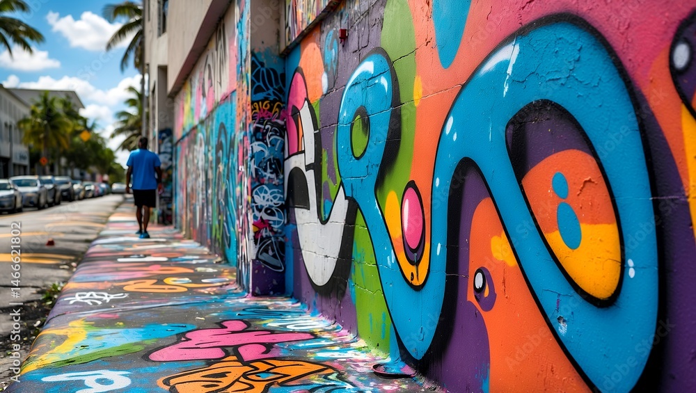 Obraz premium Vibrant graffiti art in wynwood miami streets
