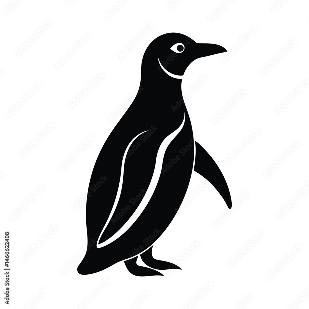 Naklejka premium Waddling Penguin Sleek Vector Silhouette
