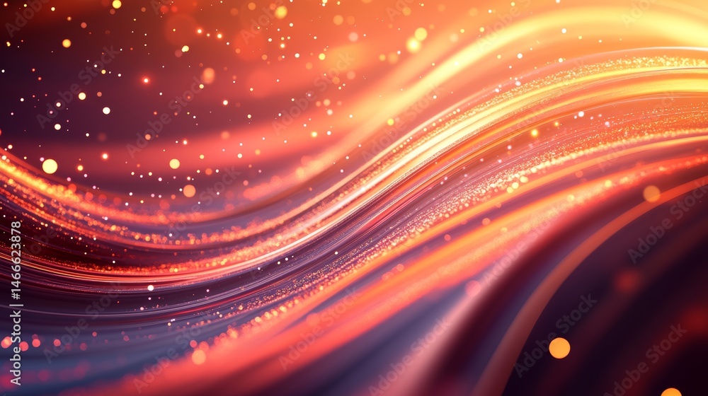 Obraz premium Luxury Background, Swirling Rose Gold with Particles, Bokeh Shine on Dark, Christmas Light Effect