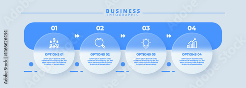 Design template for vector infographic labels with icons and 4 options or steps. Suitable for process diagrams, presentations, workflow layouts, banners, flow charts, and infographics.