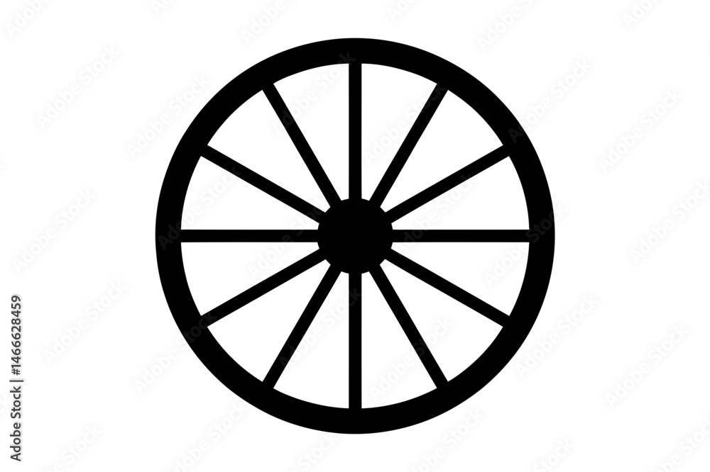 Fototapeta premium Vintage wagon wheel antique cart wheel illustration