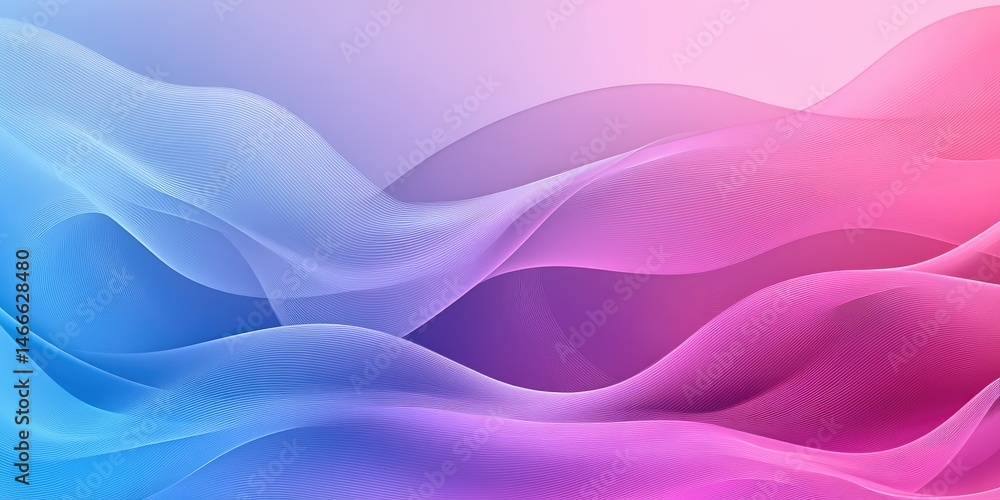 Fototapeta premium Ethereal Flow Blue with Purple, and Pink Abstract Waves Background.