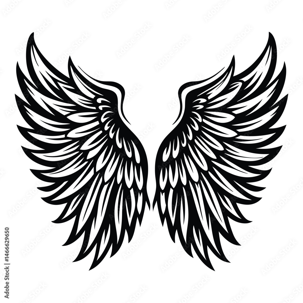 Obraz premium Angel wings vector illustration clip art design element, Wings icons silhouette vector
