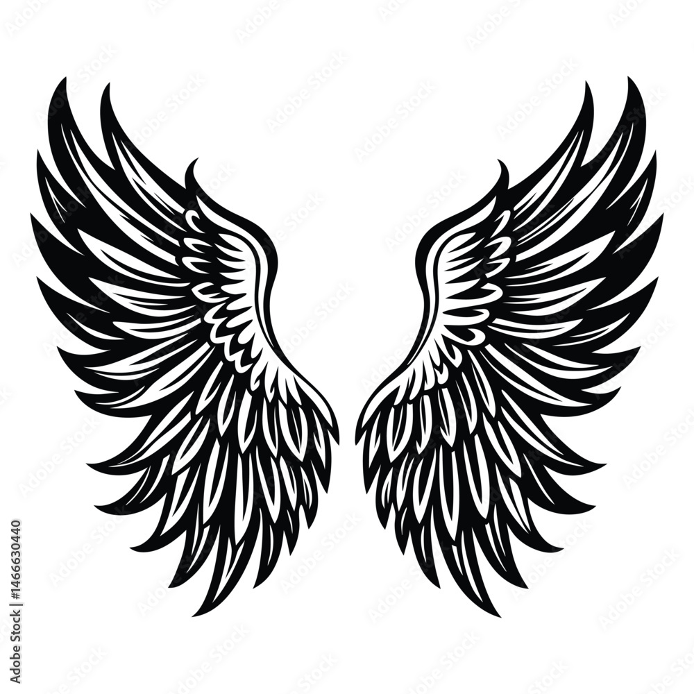 Obraz premium Angel wings vector illustration clip art design element, Wings icons silhouette vector