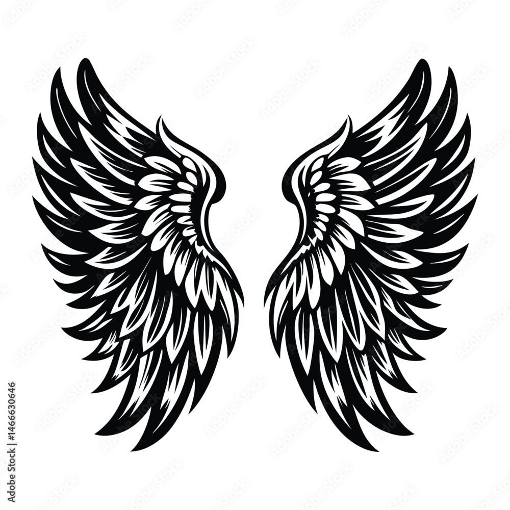 Obraz premium Angel wings vector illustration clip art design element, Wings icons silhouette vector