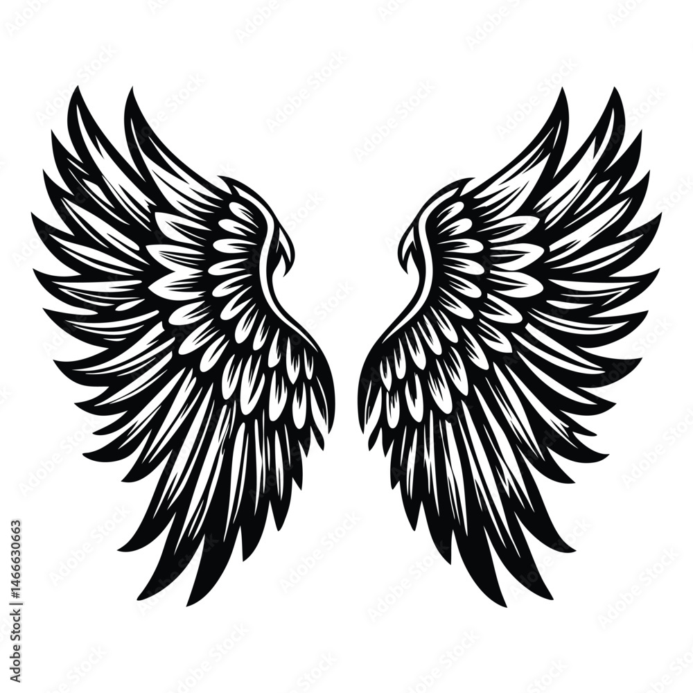 Obraz premium Angel wings vector illustration clip art design element, Wings icons silhouette vector