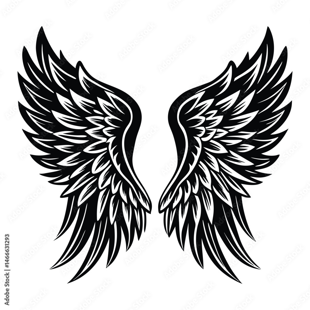 Obraz premium Angel wings vector illustration clip art design element, Wings icons silhouette vector