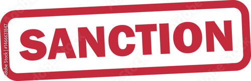 Sanction stamp icon isolated on white background . Red sanction stamp label icon . Vector