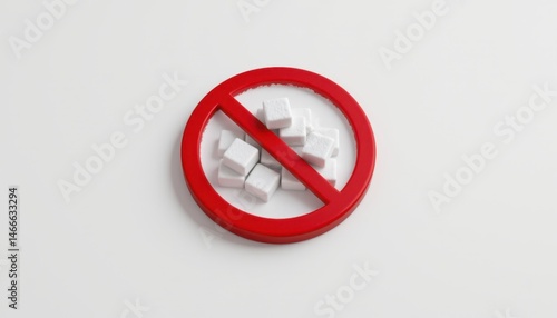 Sugar-free lifestyle no sugar symbol healthy eating minimalist design clean background wellness concept
