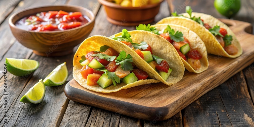 Crispy fish tacos on wooden planks with sliced avocado and salsa, fish, cooking, fish,cooking,avocado,crunchy,food,wood,kitchen,beach,plate Crispy fish tacos on wooden planks with sliced avocado and salsa, fish, cooking, fish,cooking,avocado,crunchy,food,wood,kitchen,beach,plate
