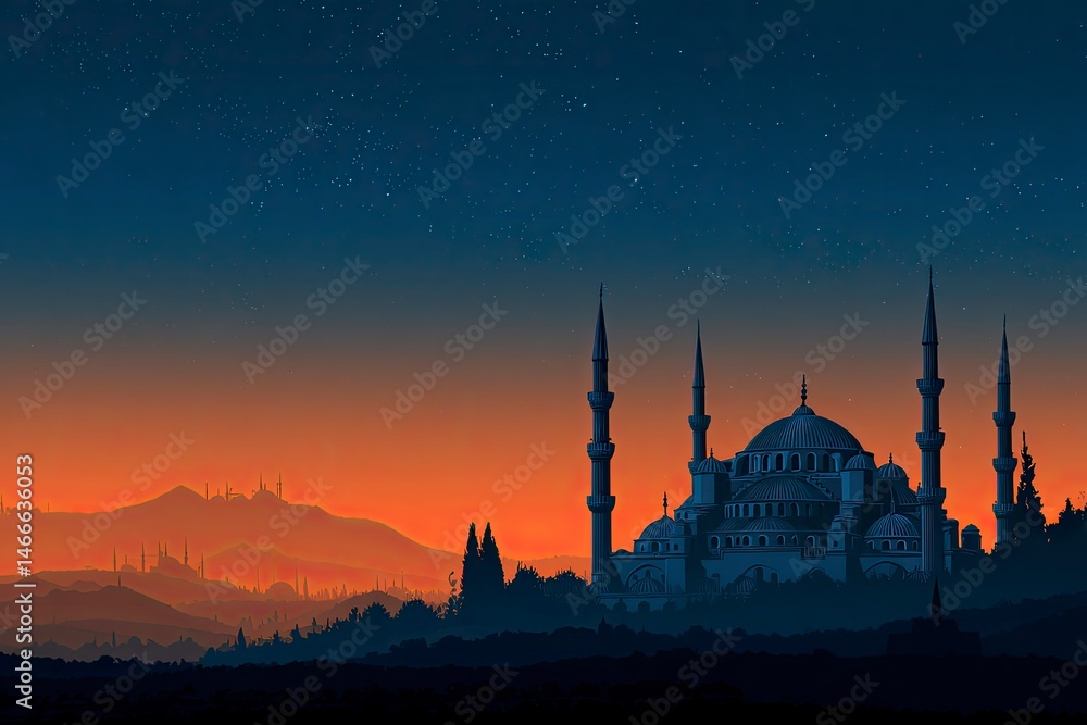 Obraz premium Mosque at Dusk or Dawn