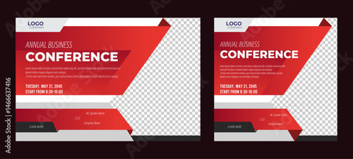 Business Conference live webinar banner invitation and social media post template. Business webinar invitation design. Vector	