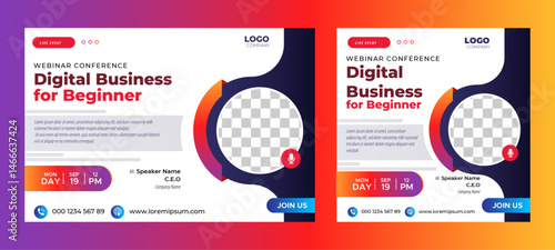 Online webinar conference banner template. web and social media layout. vector	
