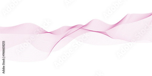 Abstract smooth frequency isolated element creative pink wave line blend curve flow technology modern white background. web banner vector beautiful waveform light music energy design.	
