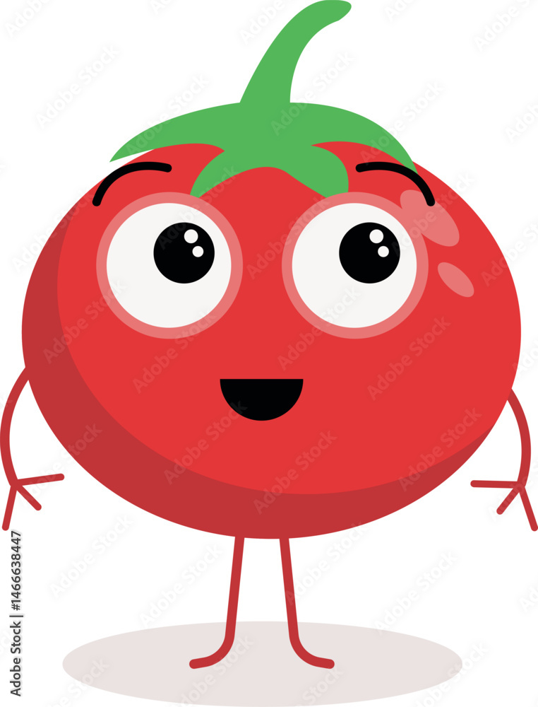 Fototapeta premium Cartoon Illustration of a Cute Tomato Character