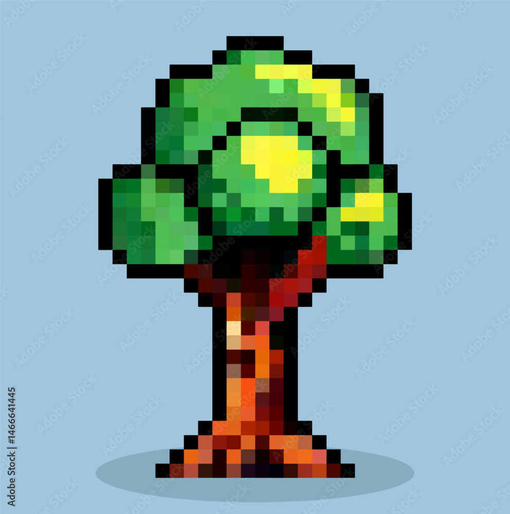 tree pixel art character, vector. tree pixel art character, vector.