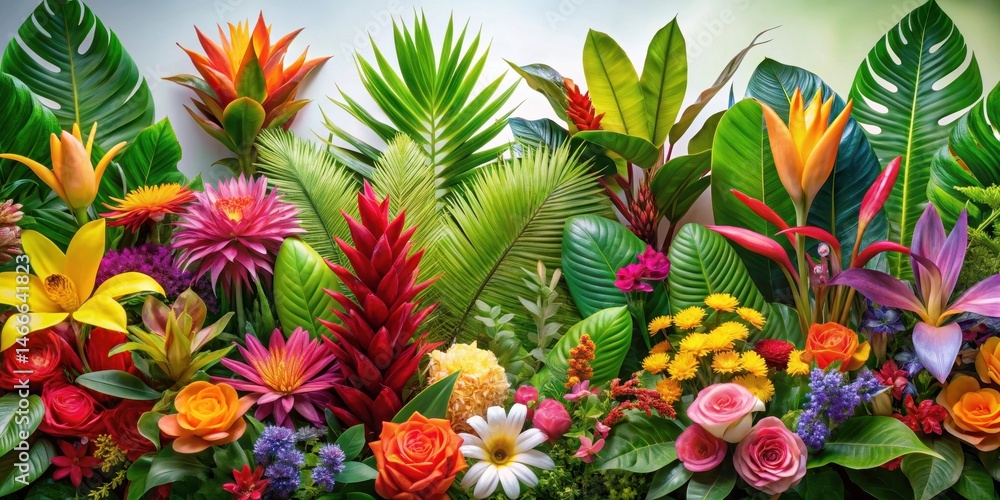 Obraz premium Colorful tropical flowers in a vibrant arrangement, colorful blooms