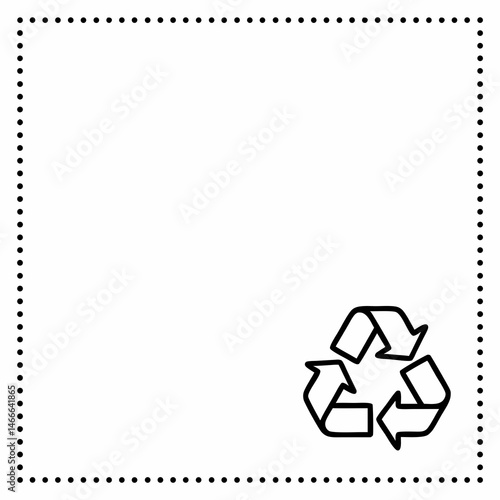 Minimalist recycling symbol with empty frame for customization  , copy space