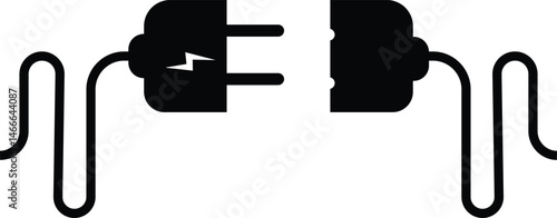 Electric plug icons. Connection and disconnection concept vector collection isolated. Concept of 404 error connection. Electric plug and outlet socket unplugged. Wire, cable of energy disconnect.