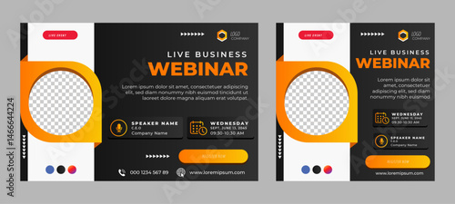 Business Conference live webinar banner invitation and social media post template. Business webinar invitation design. Vector	