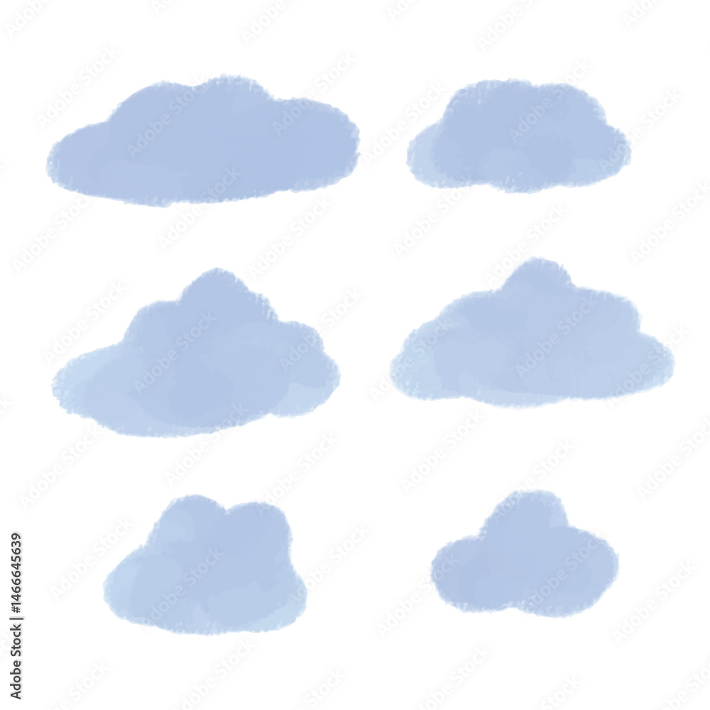 Fototapeta premium watercolor blue cloud clipart various