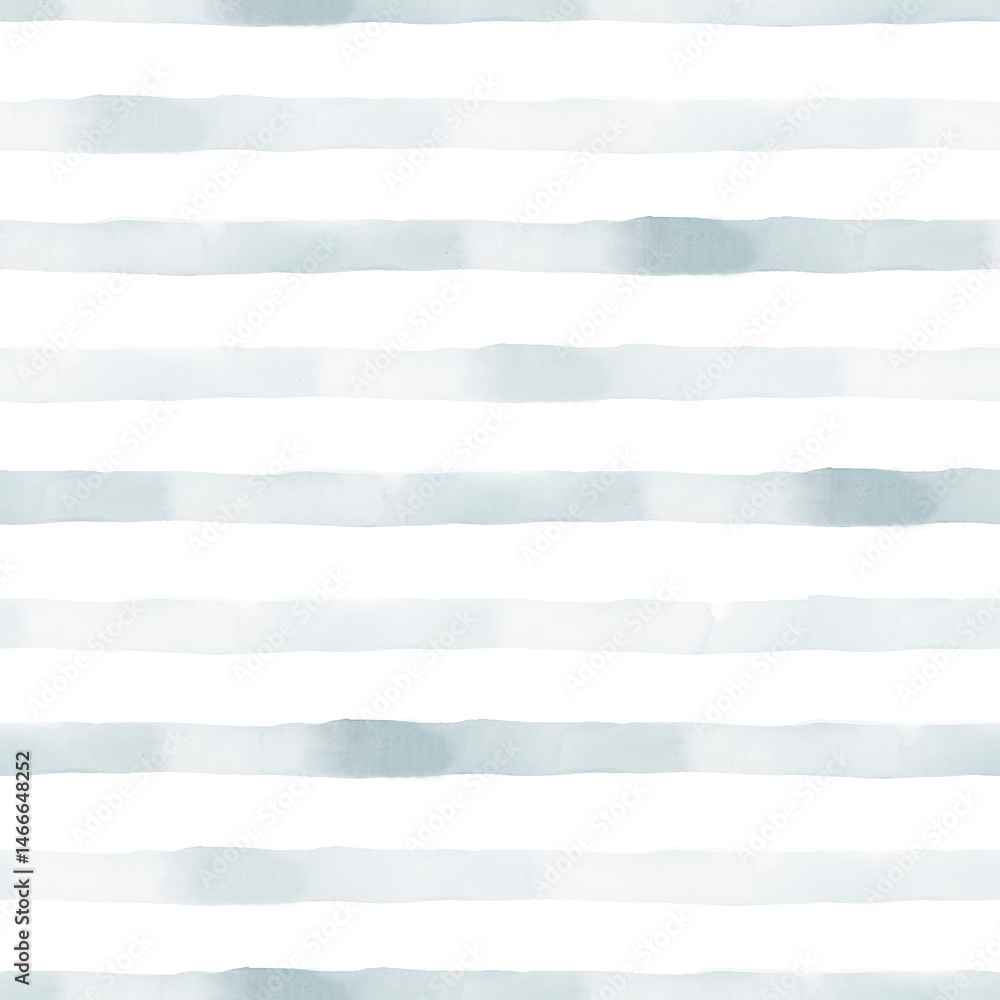 Obraz premium Blue stripes. Watercolor hand painted summer stripped seamless pattern on white background. Sea nautical maritime marine