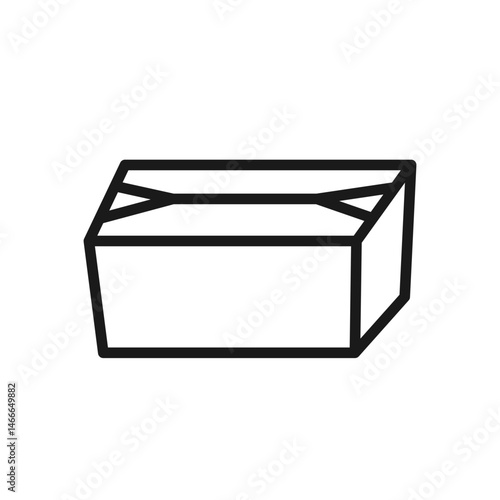 Closed cardboard food container icon. Editable stroke. Paper box. Restaurant takeout, meal delivery, street food packaging. For apps, websites, restaurant branding. Isolated vector illustration