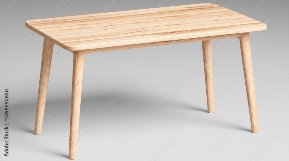 A light brown wooden table with four legs and a flat top. A light brown wooden table with four legs and a flat top.