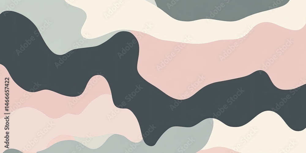 Obraz premium Abstract Pastel Waves Serene Aesthetic Background Pattern.