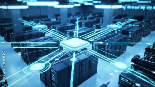 Exploring advanced data center technology with networked servers and processors