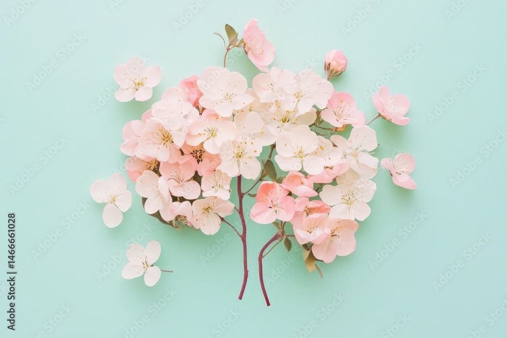 Delicate spring flowers blooming against a soft pastel background