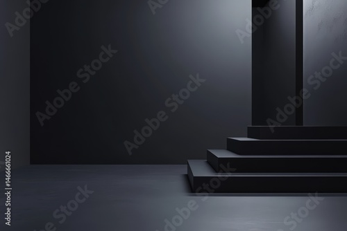 Obraz na płótnie Minimalistic dark room with abstract geometric shapes and light w salonie