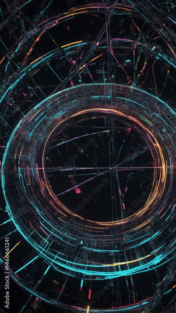 custom made wallpaper toronto digitalCaptivating circular structure filled with numerous lines in a cyber network visualization creating a cinematic render with depth and intriguing details
