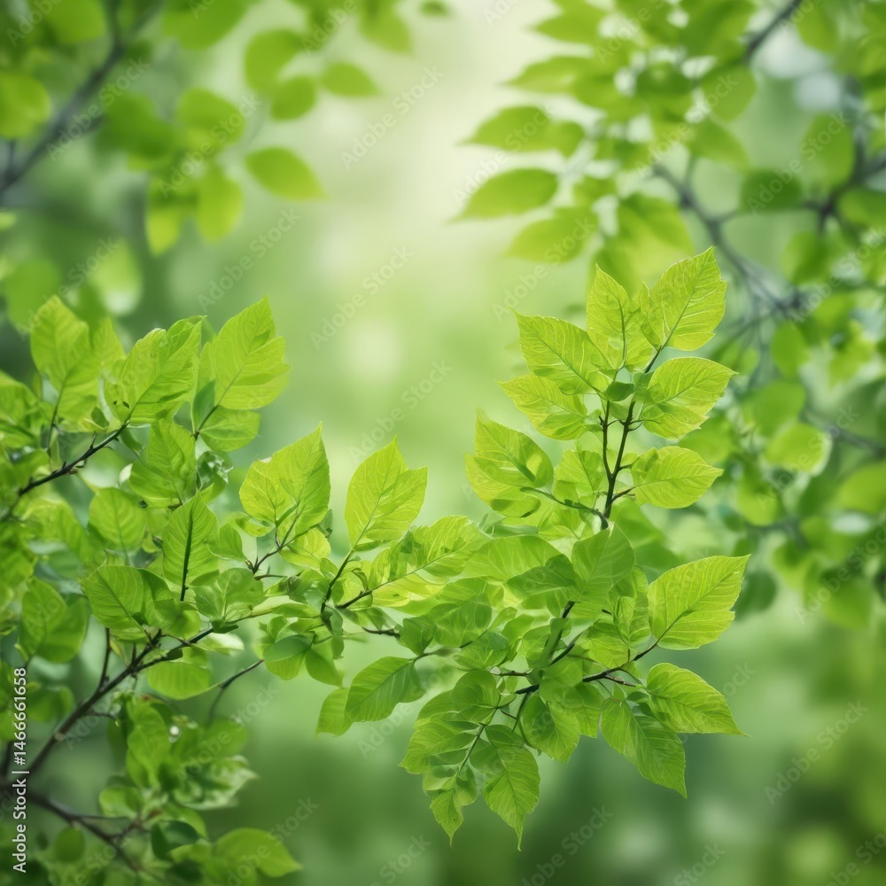 Abstract close-up of vibrant green spring leaves, soft focus , leaf, botany, detail Abstract close-up of vibrant green spring leaves, soft focus , leaf, botany, detail
